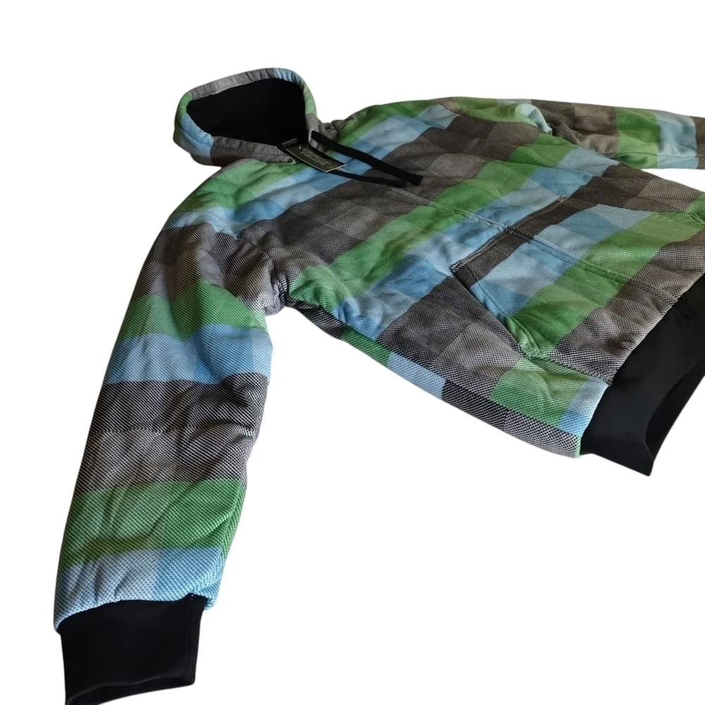 Original Deluxe Mens Hooded Jacket Multicolor Plaid Faux Sherpa Lined Sz 3XL NWT